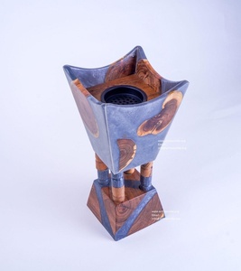 Plateau brûleur d'encens en cône en bois de séquoia et résine, design personnalisé - Décoration religieuse écologique pour la maison - Product Image 2