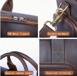 Leather Travel Duffel <b>Bag</b> with Multiple <b>Compartments</b> Brown Vintage Style for Men Outdoor and Business Use Weekend Travel <b>Bag</b> Lea - Product Image 3