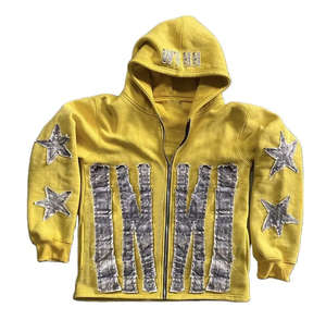 Logo personnalisé, 500 g/m², unisexe, épais, broderie vieillie, couture, fermeture éclair, patch vintage, homme, délavé à l'acide, hiver, 100 % biologique - Product Image 3