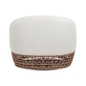 Fauteuil de patio rembourré en osier brun doré de 35,5 po, assise profonde, avec chaises de jardin beige blé - Product Image 6