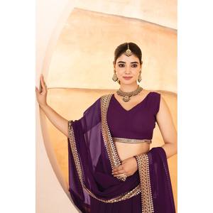 Lehenga Choli de soirée pour femmes, avec broderies - Product Image 6