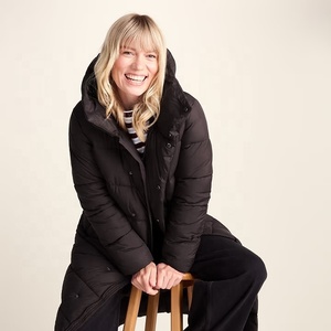 Abrigo largo impermeable para mujer, chaqueta de invierno con capucha y cremallera, ropa exterior - Product Image 4