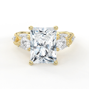 แหวนหมั้นเพชรแล็บโกรว์ทรงเรเดียนท์คัท 3 กะรัต ทอง 14K 18K ดีไซน์ใบไม้กิ่งไม้บิดเกลียว แรงบันดาลใจจากธรรมชาติ เครื่องประดับครบรอบ - Product Image 3