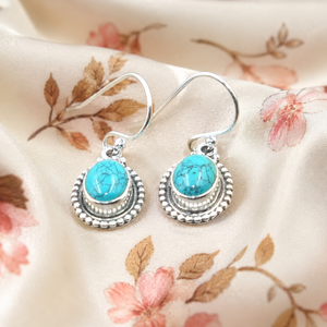 925 Sterling <b>Silver</b> Turquoise Dangle Earrings Vintage Boho <b>Beaded</b> Drop Earrings Rose Gold Yellow Gold Plated Gift Jewellry Her - Product Image 3