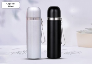 Stainless Steel Modern Vacuum Insulated Water Bottle 480ml Portable <b>Thermos</b> Flask 12-24 Hours Heat Retention Flip Lid <b>for</b> Travel - Product Image 2
