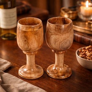 Copa de Madera Hecha a Mano con Revestimiento Metálico, Taza Rústica Marrón para Beber, Cáliz Tradicional, Vajilla Decorativa - Product Image 2
