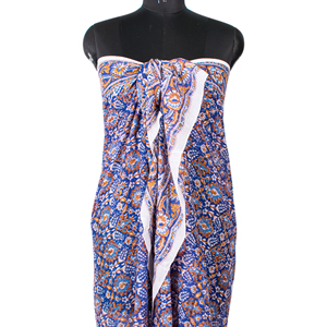Eco-Friendly 100% Pure Cotton Multi-Color Lightweight Reversible Long Scarf Natural Dyes Hand Block Print Soft Mulmul <b>Sarong</b> - Product Image 3