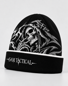 Gorro SAM TACTICAL Estilo Punk Negro con Bordado de Calavera, Unisex, para Adultos, Precio al por Mayor, OEM, Precio Económico, Diseño Personalizado - Product Image 1