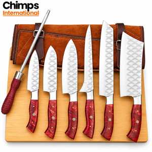 Ensemble de 7 couteaux de cuisine faits à la main, lame en acier inoxydable J2, manche en résine, couteau de chef, couteau à découper, durable |   Aiguiseur de couteaux - Product Image 5