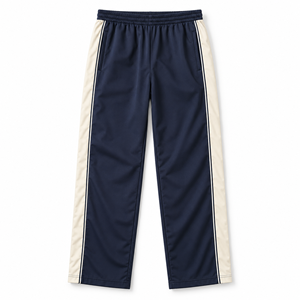 Teal <b>Track</b> Trousers Contrast Curved Piping Elastic Waist <b>Straight</b> <b>Legs</b> Open Hems Casual Athletic <b>Pants</b> Custom Wholesale Apparel - Product Image 2