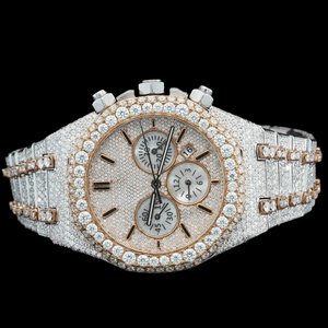 Reloj de Pulsera Personalizado para Hombre, Estilo Hip Hop, Lujoso, con Diamantes Moissanite, Correa de Acero Inoxidable Blanca, Esfera de Cristal de 42 mm - Product Image 1
