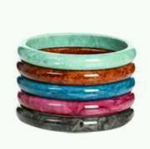 Juego de Brazaletes de Resina Pulida, Redondos, Azules, Verdes y Blancos, Joyería Artesanal, Duradera, Coleccionable, Regalo, Brazaletes de Artesanía Natural - Product Image 2