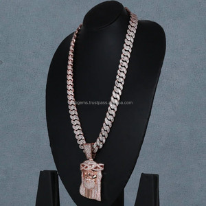 Pendentif chaîne à maillons personnalisée en argent 925 plaqué or jaune avec diamants Moissanite VVS, style Hip Hop Iced, symbole chrétien, cadeau de fiançailles pour homme - Product Image 5