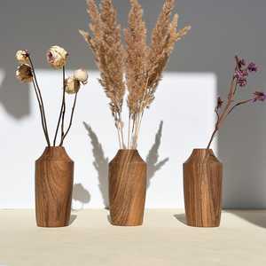 Vase en bois artisanal abordable pour fleurs séchées, herbe de la pampa et décoration de table rustique élégante pour la maison - Product Image 6