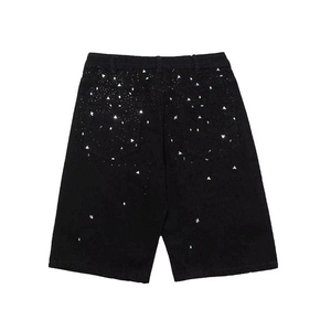 Shorts de mezclilla elegantes de primera calidad Glory para hombre, diseño personalizado, 100% algodón, transpirables, con pedrería. - Product Image 1