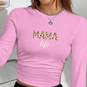 MAMA Life Camisa de punto de manga larga de moda para mujer con estilo de estampado Y2K - Product Image 1