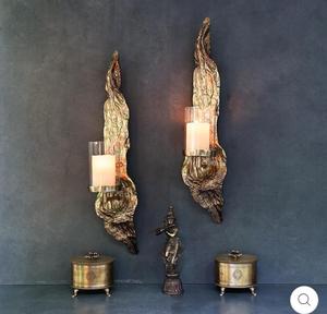 Rustic Wood Wall <b>Sconce</b> with Glass Shade Warm LED <b>Light</b> Decorative Lighting for Living Room - Product Image 1