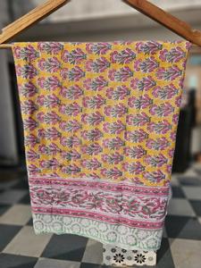 ผ้าซิ่นพิมพ์ลายบล็อกแฮนด์เมดจากเมืองชัยปุระ ผ้าคลุมชายหาด ผ้าคลุมชุดว่ายน้ำ ผ้าซิ่นลายดอกไม้สไตล์โบโฮ สำหรับผู้หญิง ชุดชายหาดฤดูร้อน - Product Image 4