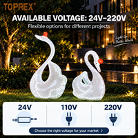 Décoration de Noël en lumière LED 3D pour parc, jardin, zoo, statue en acrylique grandeur nature d'un cygne blanc