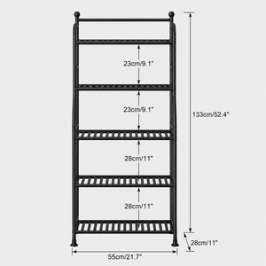 Black Metal 5 Tier Plant Stand <b>Shelf</b> Indoor Storage Rack for Books Pots <b>Basket</b> Kitchen Living Room Organizer Display Holder - Product Image 1
