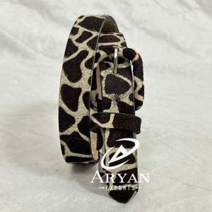 Handcrafted Hair on Hide Animal Print Western Women's Belt Handmade 100% Real Leather Boho Style Fur Cover Buckle Belt for <b>Jeans</b> - Product Image 1