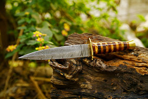 Cuchillo Bowie de Caza Hecho a Mano de Acero Inoxidable con Borde Dentado, de Alta Calidad, con Funda de Cuero, para Exteriores, Venta al Por Mayor Personalizada OEM - Product Image 4