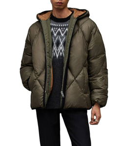 Men's Puffer Jacket-Waterproof Canvas <b>Stand</b> Collar Front Logo Winter Coat-Modern Functional Daily Wear Gear - Product Image 6