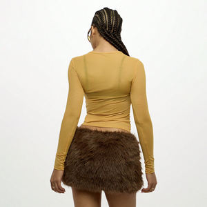 เสื้อยืดแขนยาวผ้าฝ้าย 100% ทรงเข้ารูปสำหรับผู้หญิง พิมพ์โลโก้ได้ตามต้องการ เสื้อครอปแขนยาวผ้าตาข่ายยืดหยุ่น เป็นมิตรต่อสิ่งแวดล้อม - Product Image 2