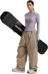Pantalones de Esquí Unisex Beige Impermeables y Cortavientos con Cintura Ajustable con Cordón, Puños Elásticos y Relleno 100% Poliéster para Adultos - Product Image 4