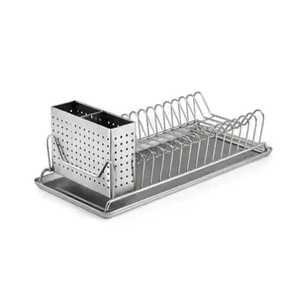 Golden Metal 2 Tier Kitchen <b>Dish</b> Drying <b>Rack</b> Countertop Organizer Stand With Cutlery Holder And <b>Drain</b> Tray - Product Image 2