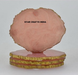 Custom Made Eco-Friendly Modern Round Rose Resin <b>Coasters</b> for Home Decoration Custom Logo & Packing - Product Image 1