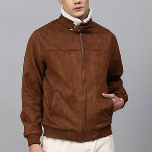 Brown <b>Suede</b> <b>Jacket</b> for Men's Custom Leather <b>Jacket</b> Fur Collar Custom Logo And Design Winter <b>Suede</b> <b>Jacket</b> for Men - Product Image 1