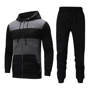 Men's Black Sporty Tracksuit Set Full-<b>Zip</b> <b>Jacket</b> Pants Quick Dry Knitted Polyester Autumn Wear - Product Image 3