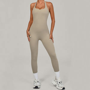 Mono de yoga halter para mujer con logo personalizado, sexy, espalda descubierta, ajuste ceñido, control de abdomen, levantamiento de glúteos, ropa deportiva para entrenamiento y running - Product Image 4