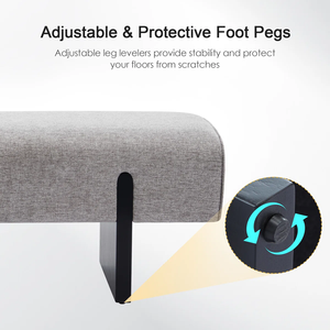 Banc Mid-Century Modern Vietnam en tissu de lin de qualité supérieure + éponge haute densité + bois massif naturel MD04 - Product Image 3