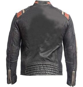 Veste universitaire matelassée motard personnalisée pour hommes Coupe-vent en faux cuir en peau de mouton Veste en cuir de moto pour hommes - Product Image 3