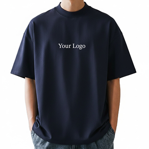 Camiseta Casual de Algodón Azul Marino para Hombre, Cuello Redondo, Manga Corta, Color Sólido, Logotipo Frontal con Impresión por Transferencia de Calor, Transpirable - Product Image 6