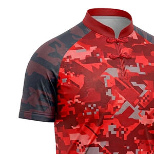 เสื้อเชิ้ตคอจีนพิมพ์ลายพรางแขนสั้นสำหรับผู้ชาย เสื้อเจอร์ซีย์ติดกระดุม คอตั้ง แบบยูนิเซ็กซ์ - Product Image 3