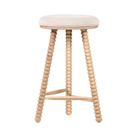 Tabouret de bar moderne en bois massif avec coussin confortable, durable et écologique, idéal pour salle à manger, école, restaurant, hôtel, centre commercial, salon.