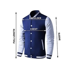 Custom Navy Blue Heather Grey Fleece Varsity <b>Jacket</b> Men Letterman Baseball <b>Jacket</b> OEM ODM Manufacturer - Product Image 3