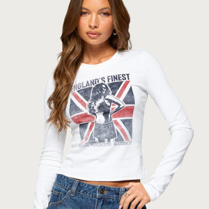 Camiseta de Manga Larga Personalizada para Mujer, Cómoda, de Algodón Premium, Básica, con Logotipo Personalizado, Fabricante de Ropa - Product Image 1