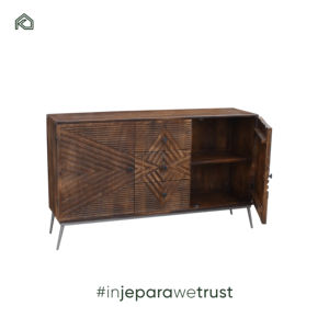 Buffet de salle à manger KLOPS LIVING de style français moderne en teck massif écologique, armoire de rangement haut de gamme, élégante vitrine de salon - Product Image 4