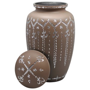 Urne funéraire artisanale blanche de créateur pour cendres humaines, avec couvercle fileté sécurisé, en métal de haute qualité, récipient commémoratif funéraire - Product Image 4