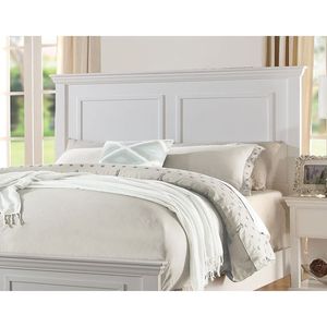 <b>Queen</b> <b>Size</b> White Wooden Bedframe with High Panel Headboard & Footboard Bedroom Furniture 1pc Plywood <b>Bed</b> - Product Image 6