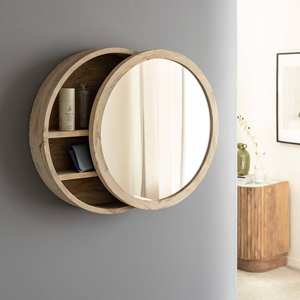 Miroir Hexa Optima avec éclairage et étagères en bois de manguier - Product Image 3