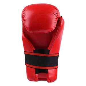 Guantes de Karate Estilo WKF Rojos con Logotipo Personalizado, Cuero PU, Correa de Muñeca Ajustable con Gancho y Bucle, para Entrenamiento y Competencia, Unisex - Product Image 4