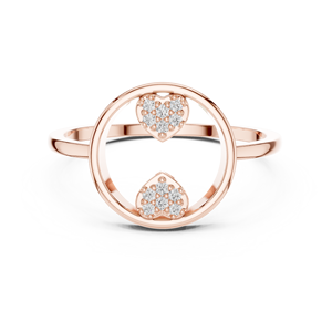 Elegante Anillo de Diamante Cultivado en Laboratorio con Forma de Corazón Abierto en Oro Rosa |   Anillo de Compromiso Moderno y Minimalista para Mujer - Product Image 3