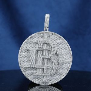 Hip Hop Moissanite Custom Pendant Round Brilliant Cut 925 Sterling Silver Gold Plated VVS Hip Hop Jewelry - Product Image 1