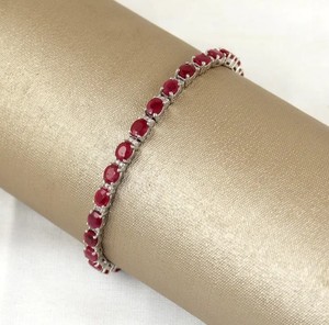 Natural <b>Ruby</b> Stone <b>Bracelet</b> 925 Sterling Silver Red Gemstone Crystal <b>Bracelet</b> Handmade Fine Jewelry - Product Image 1
