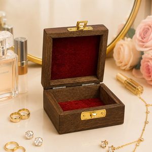 Handcrafted Customized Polished Wooden Mini Jewelry Storage <b>Box</b> | Small Organizer <b>Box</b> for Rings <b>Earrings</b> Nose Pins | Brown Gift - Product Image 5